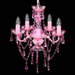 vidaXL Crystal Chandelier 5 Bulbs Pink Ceiling Light for Home Lighting